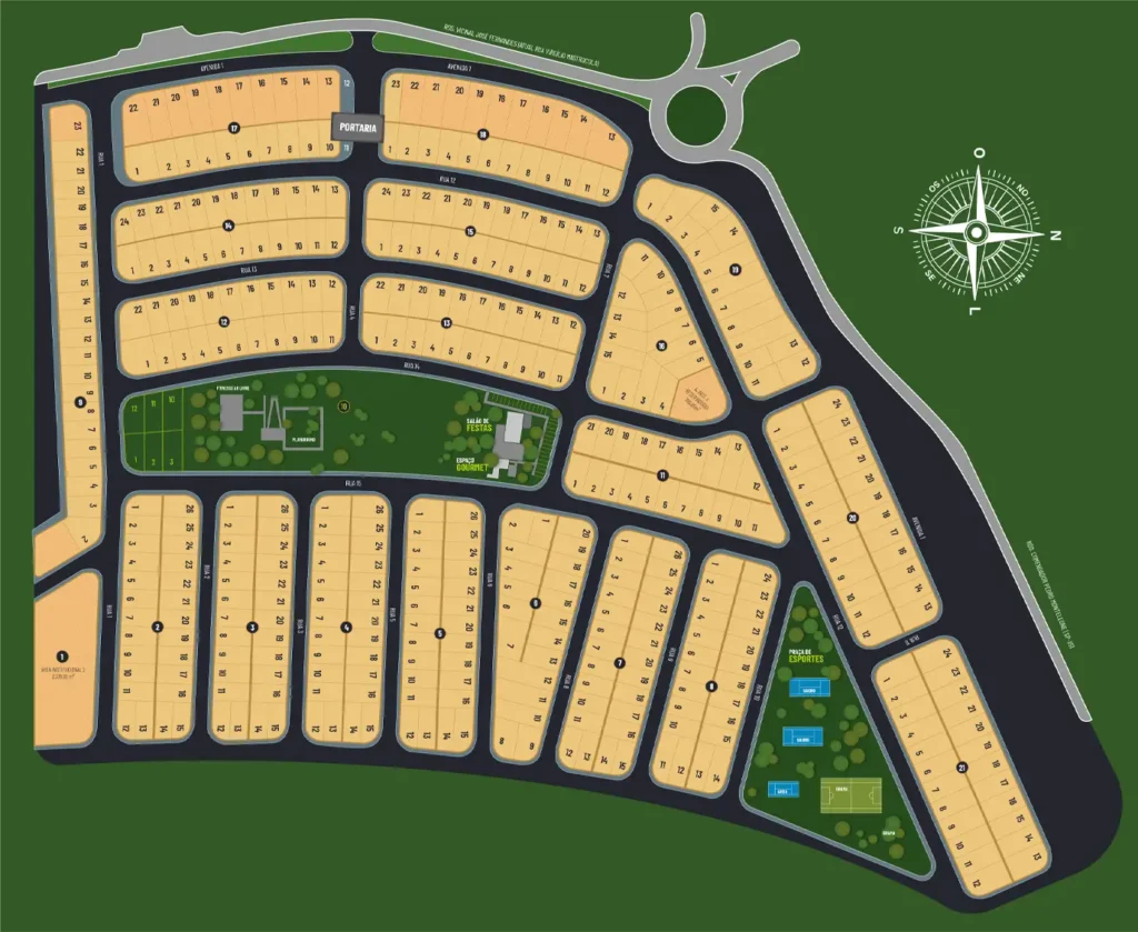 Desenho do mapa do Loteamento de alto padrão em Catanduva-SP: Park Cambuí